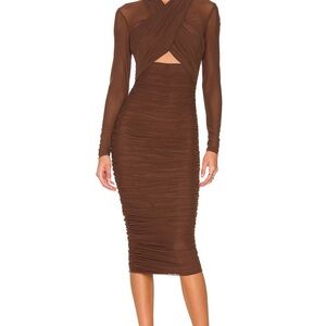 Bardot Brown Long Sleeve Dress Size L